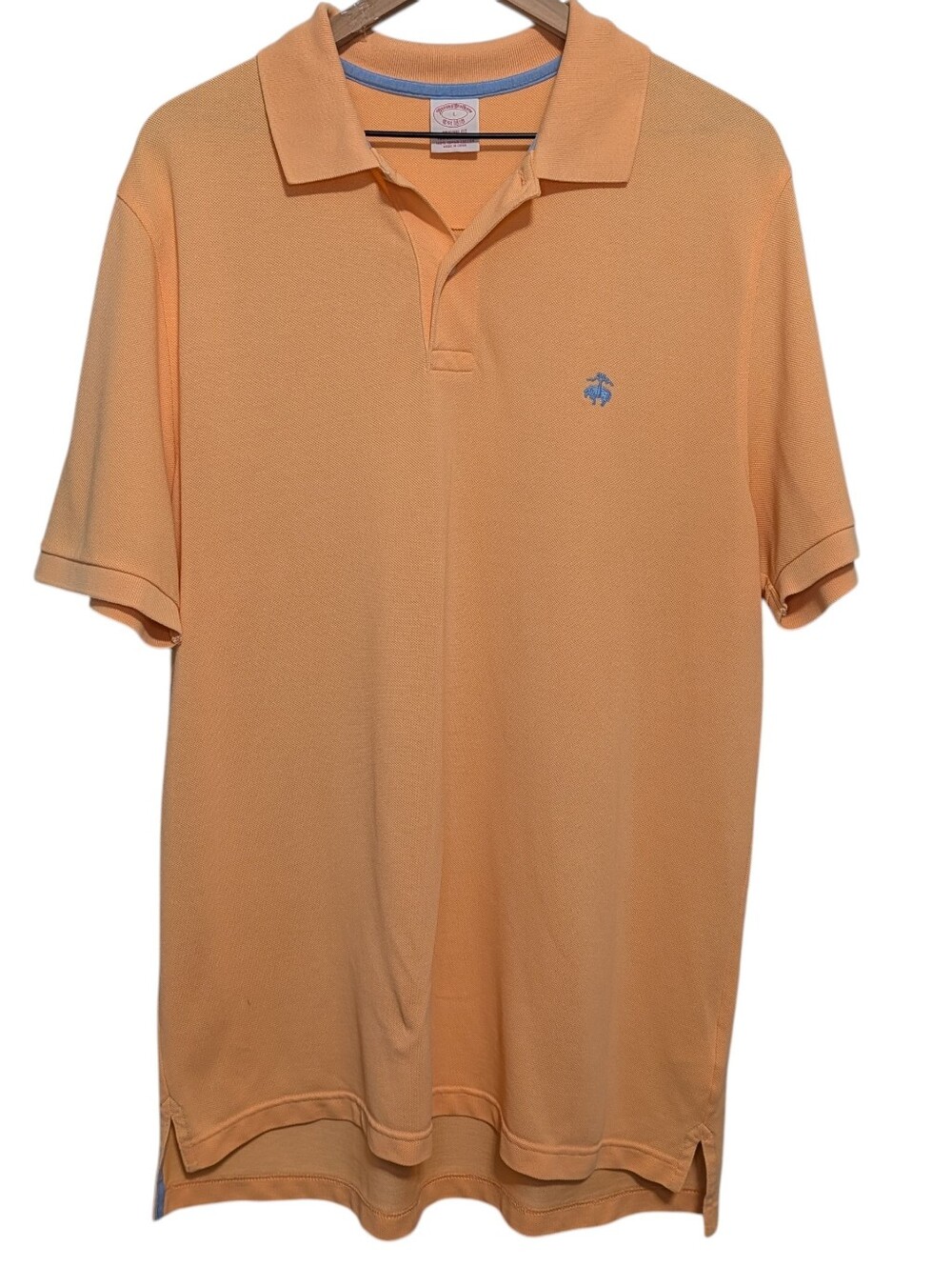 Brooks Brothers Mens Size Large Performance Polo Orange Blue Coastal Old Money